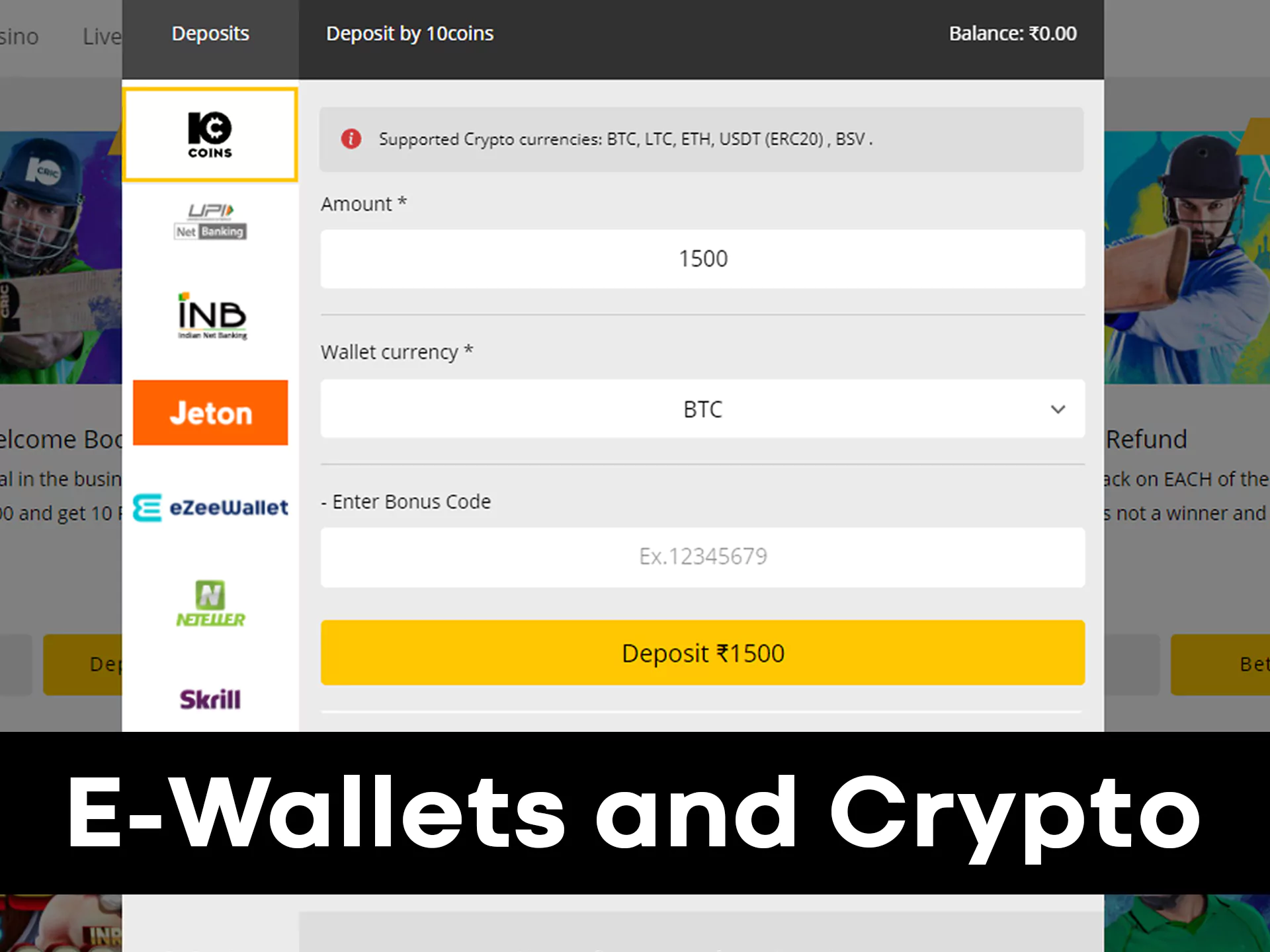 Make quick transactions with e-wallets and crypto.