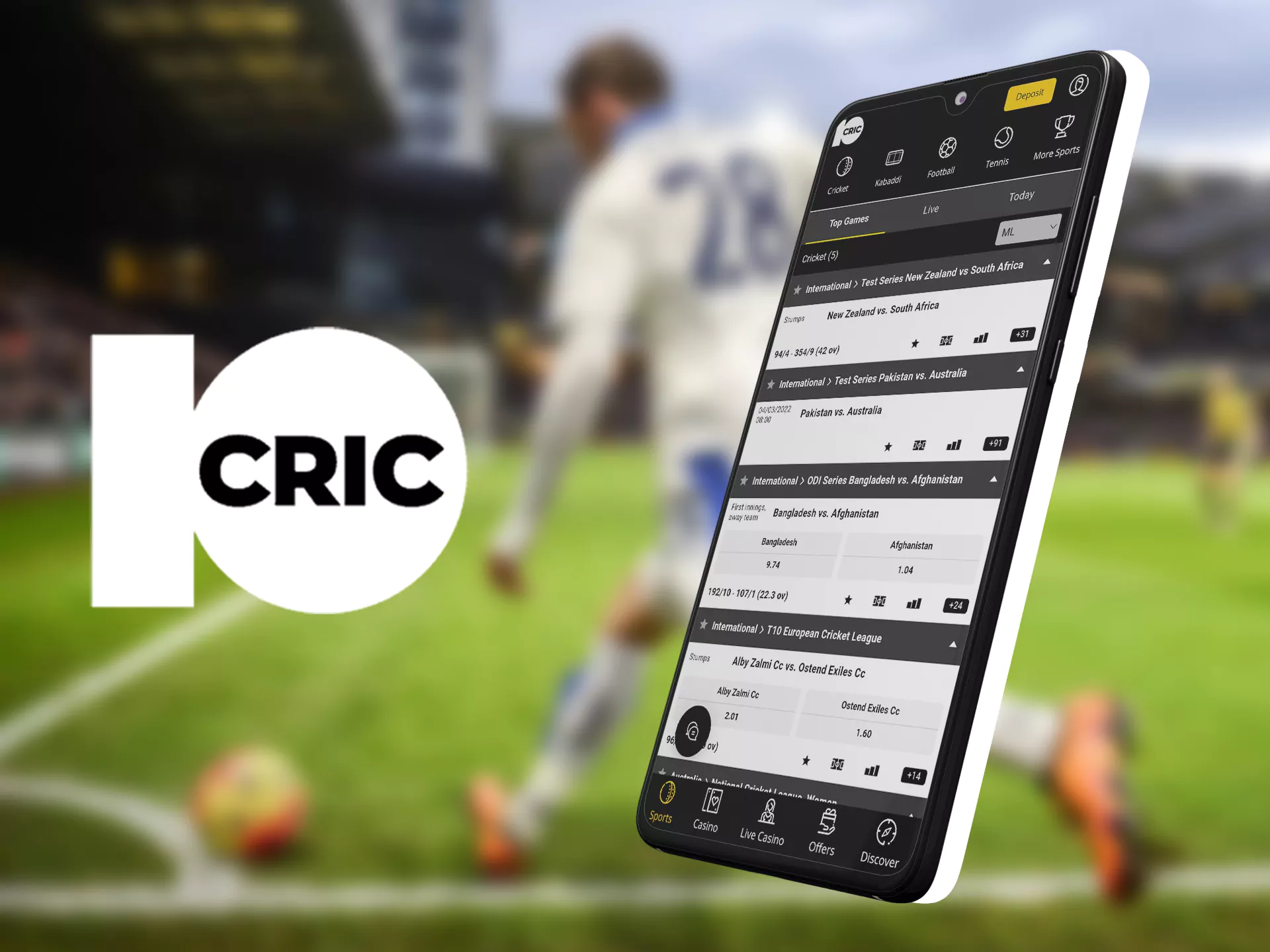 The 10Cric app focuses on online sports betting.
