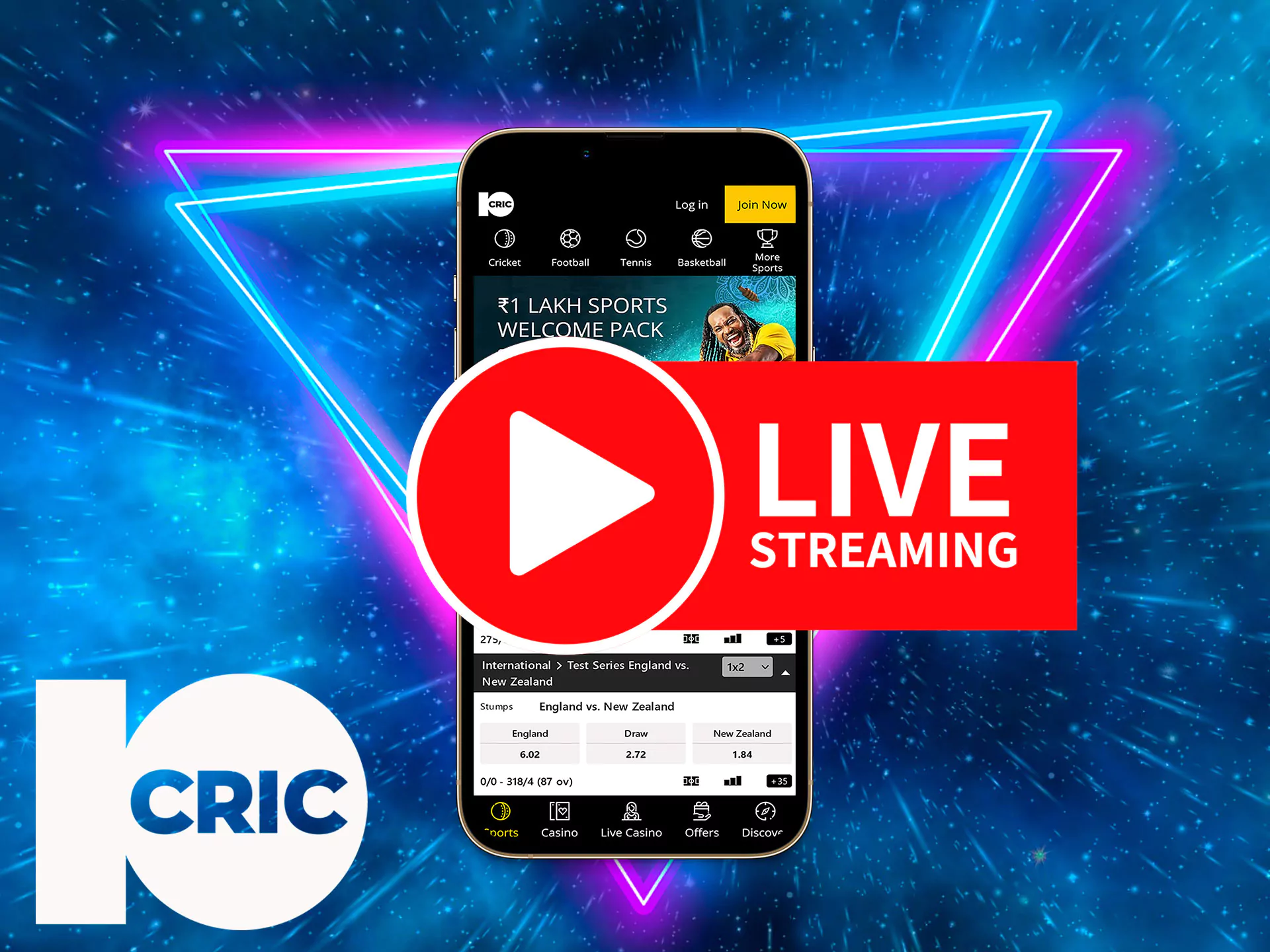 Watch streams of matches, сheck out the results, directly on the site, and place bets in real time, right during a sports game.