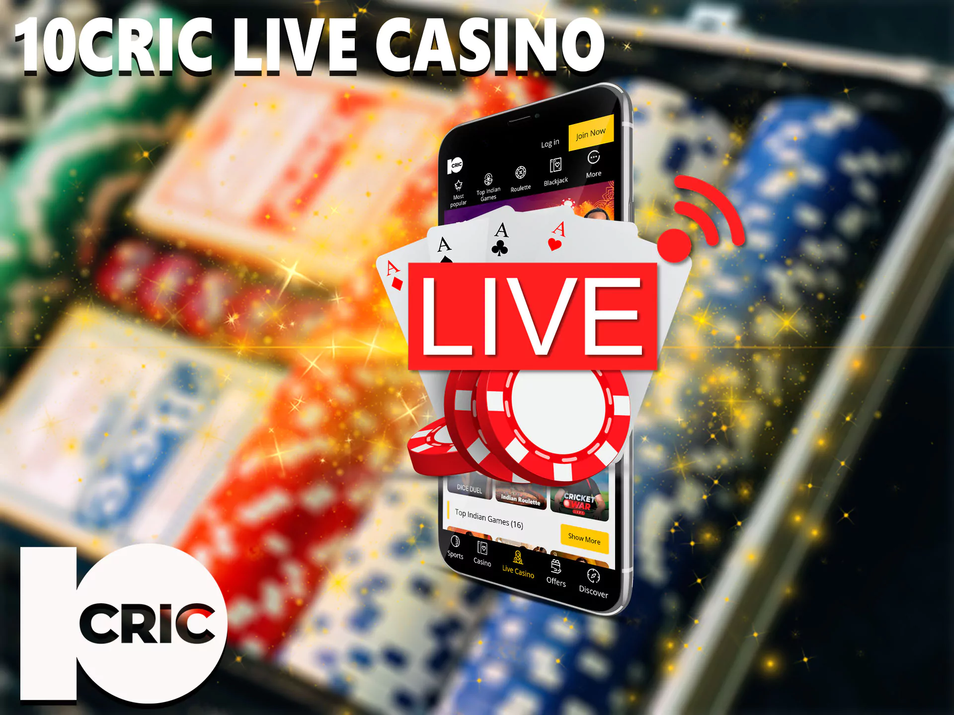 A live dealer is available at 10 Cric, you will immerse yourself in the atmosphere of a real casino where you can chat with other players.