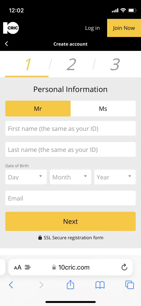 Register an account through your iOS device.